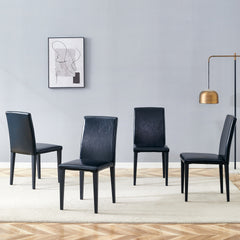 Four black PU dining chairs, simple and versatile, comfortable and accompanied. The exquisite and multifunctional dining chair has opened up a comfortable new experience. (4-piece set)W1151P263105