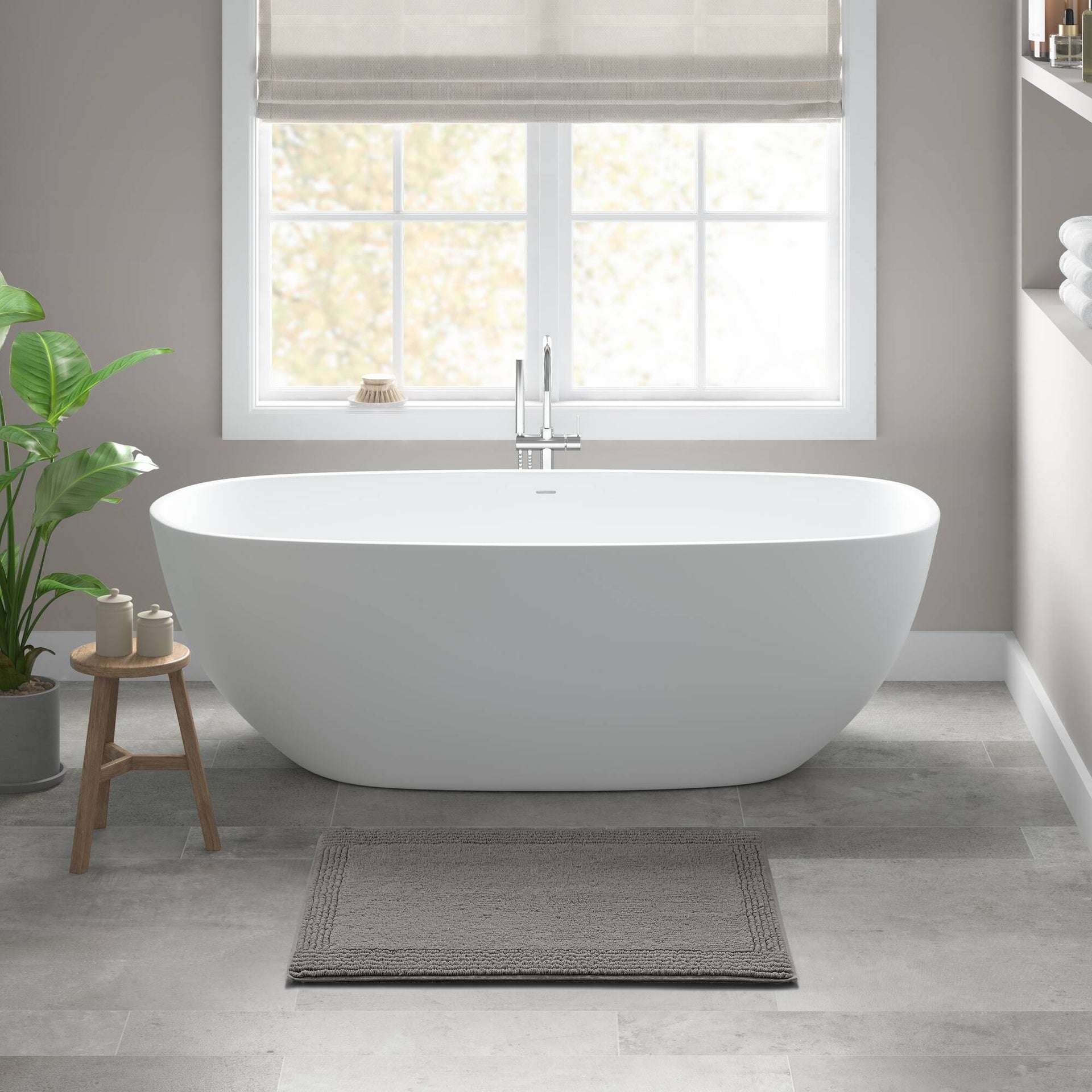 1 PCS 20x30" 100% Cotton Tufted 3000 GSM Reversible Bath Rug Charcoal