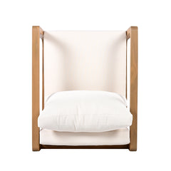 Outdoor Lounge Chair, Acacia Wood Club Chair, Oversized Seat with White Cushion Set, MP2