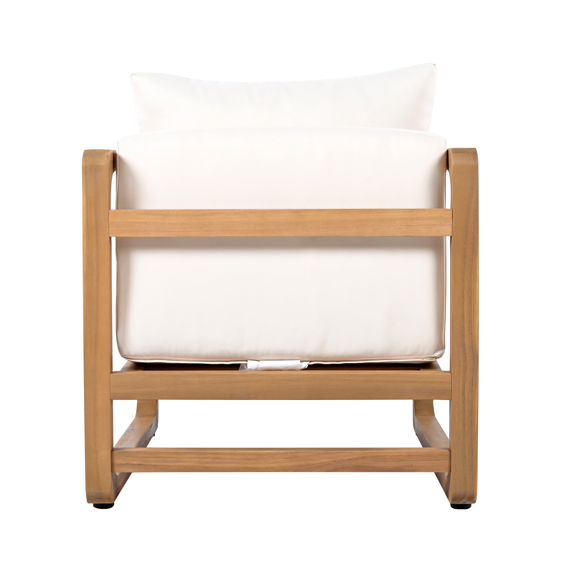 Outdoor Lounge Chair, Acacia Wood Club Chair, Oversized Seat with White Cushion Set, MP2