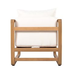 Outdoor Lounge Chair, Acacia Wood Club Chair, Oversized Seat with White Cushion Set, MP2