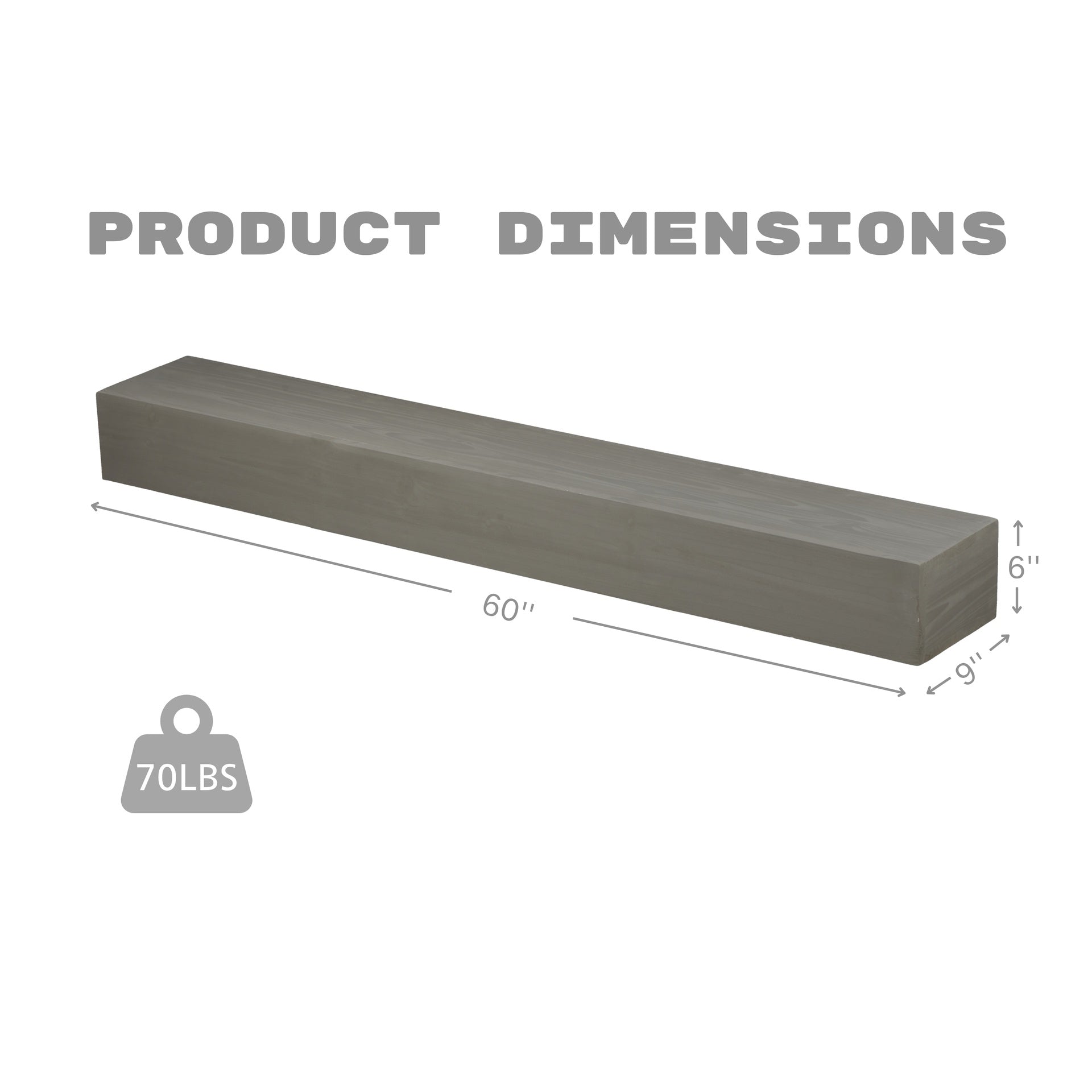 60'' Fireplace Mantel Fir Wood Wall-Mounted & Floating Shelf for Home Decor with Flat Surface
