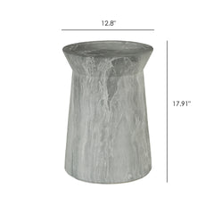 Cement Outdoor End Tables for Patio, GardenAccent Table Faux Terrazzo Accent Table, Modern Small Round Side Tablefor Outside, Tree Stump Garden Stool DrumTable indoor and Outdoor