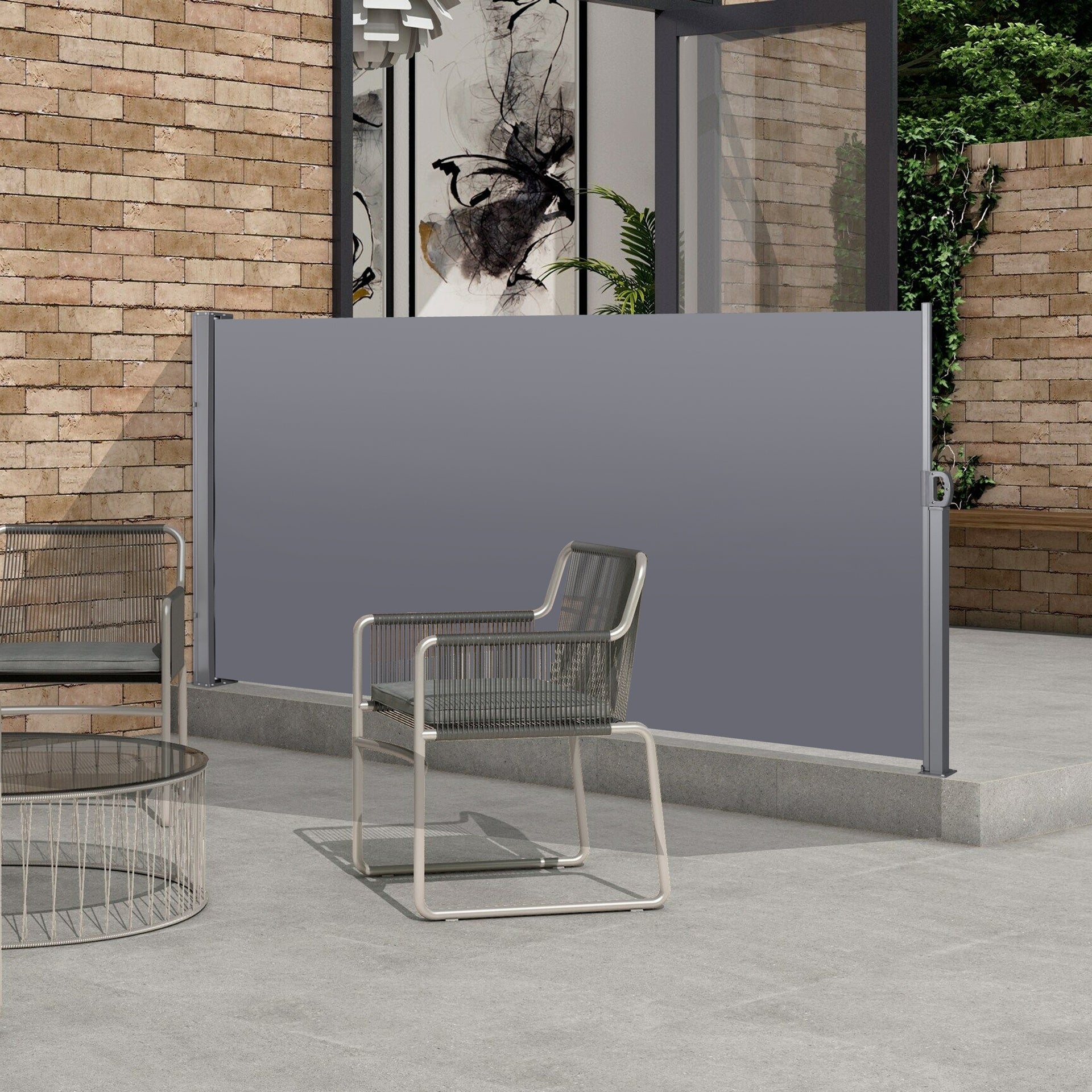 138" x 71''Retractable Side Awning, Waterproof & UV-Resistant,  Privacy Screen Divider Roll Up Balcony(Grey)