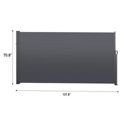 138" x 71''Retractable Side Awning, Waterproof & UV-Resistant,  Privacy Screen Divider Roll Up Balcony(Grey)
