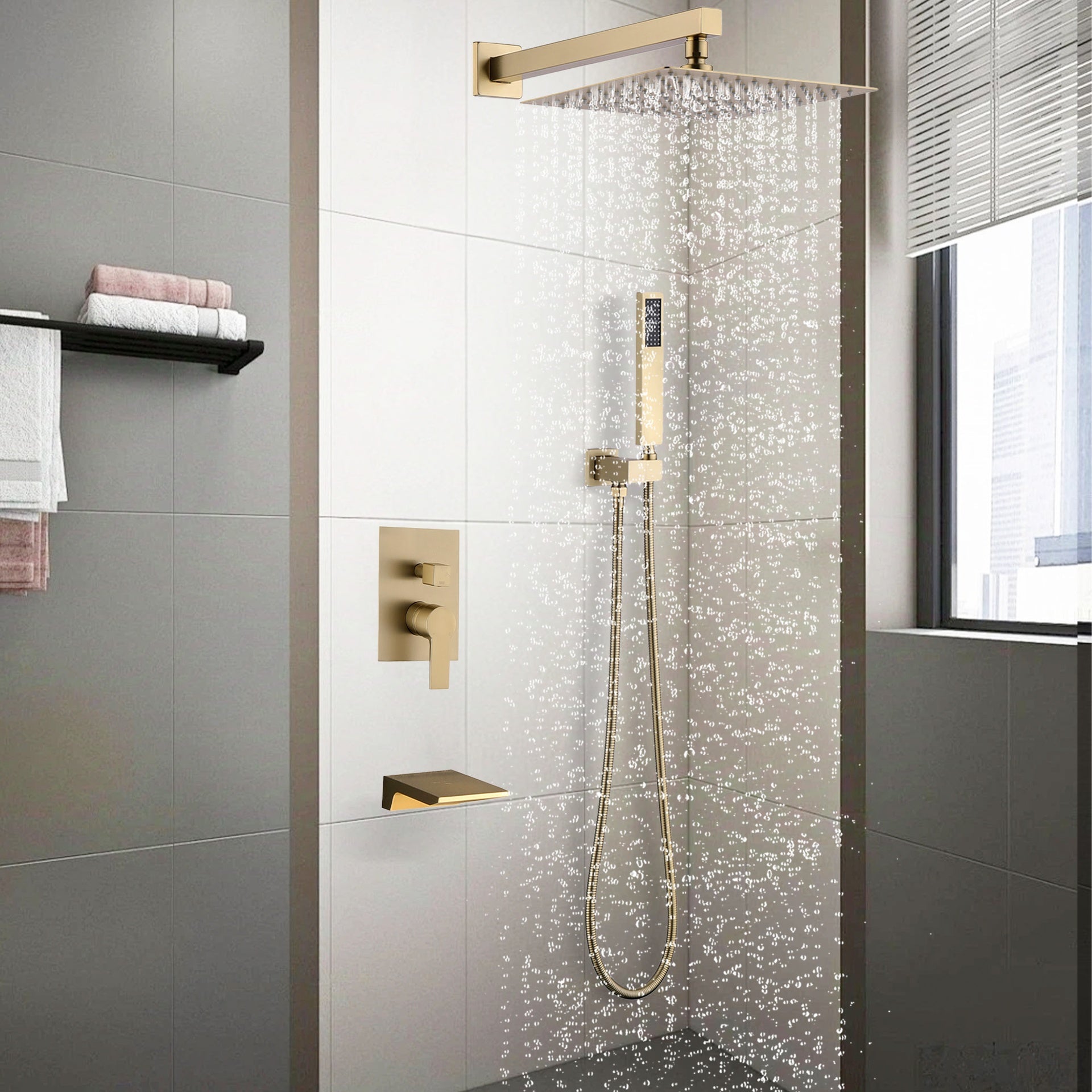 10inch Wall Mounted Rainfall Shower Head System Shower Faucet