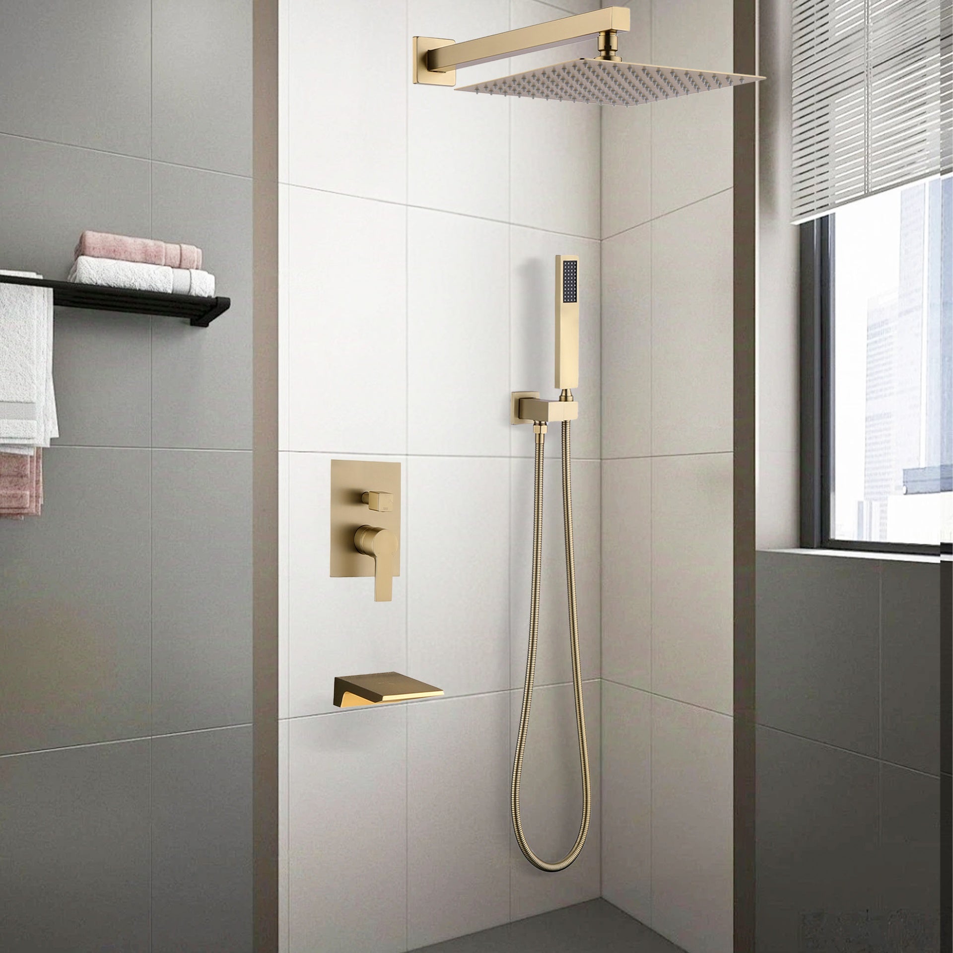 10inch Wall Mounted Rainfall Shower Head System Shower Faucet