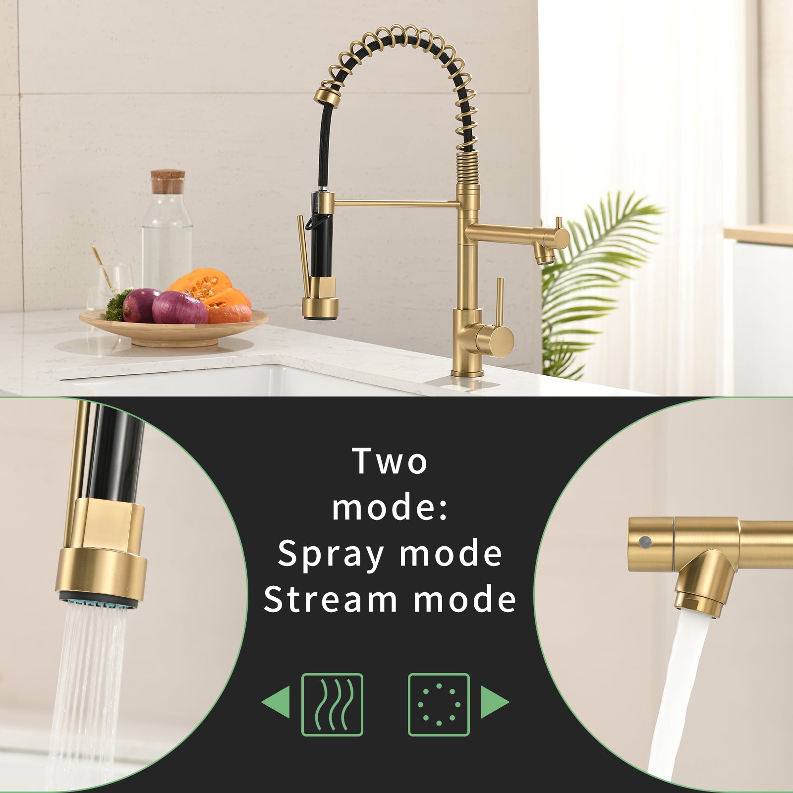 Commercial Kitchen Faucet with Pull Down Sprayer, Single Handle Single Lever Kitchen Sink Faucet