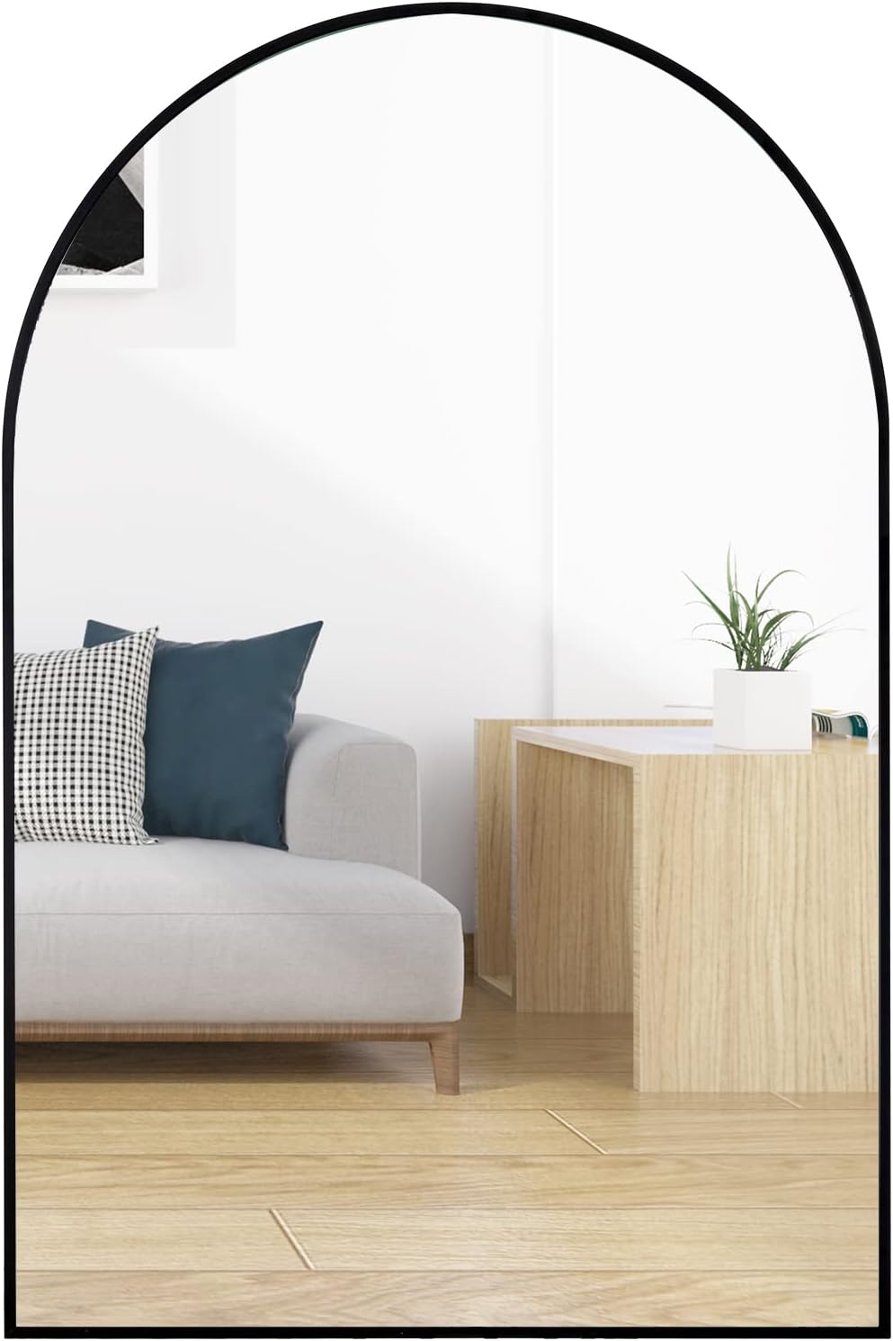 20x30 Inch Black Metal Framed Arched Bathrrom Mirror for Wall.(W2203134104)