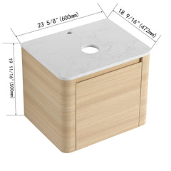 24'' Wall-Mounted Bathroom Vanity & 1-Soft-Close Door, KD-Packing, Plywood (Vanity Only, Excluding Sink)