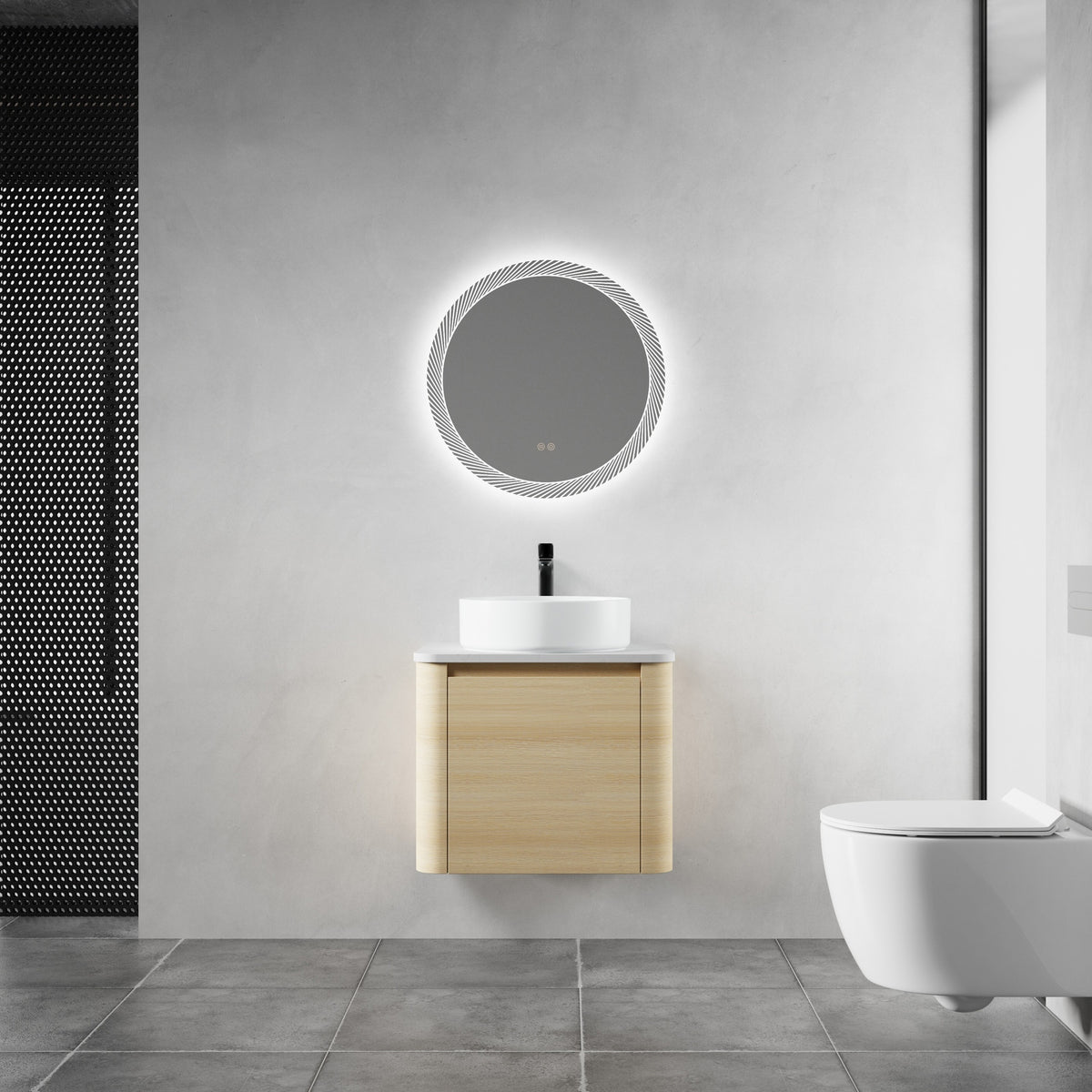 24'' Wall-Mounted Bathroom Vanity With Ceramic Art Sink & 1-Soft-Close Door, KD-Packing, Plywood