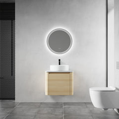 24'' Wall-Mounted Bathroom Vanity With Ceramic Art Sink & 1-Soft-Close Door, KD-Packing, Plywood
