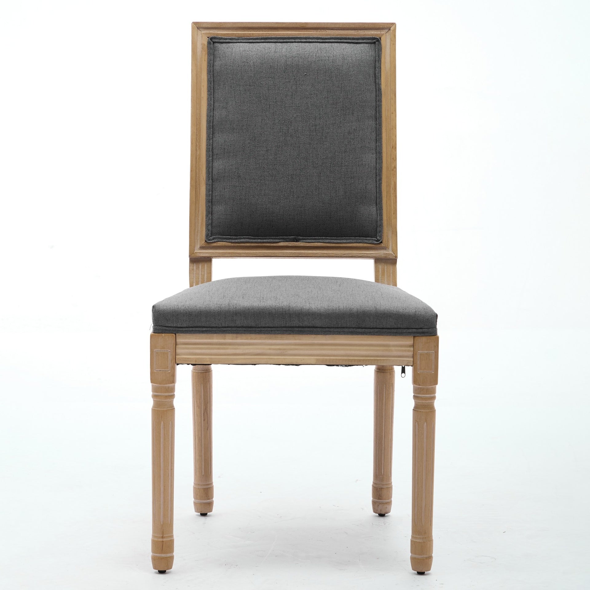 French Decor Chairs Set of 2, Louis Dining Chairs with Square Backrest and Exquisitely Carved Solid Wood Frame for Living Room, Kitchen, Restaurant,SW1879GY, Gray