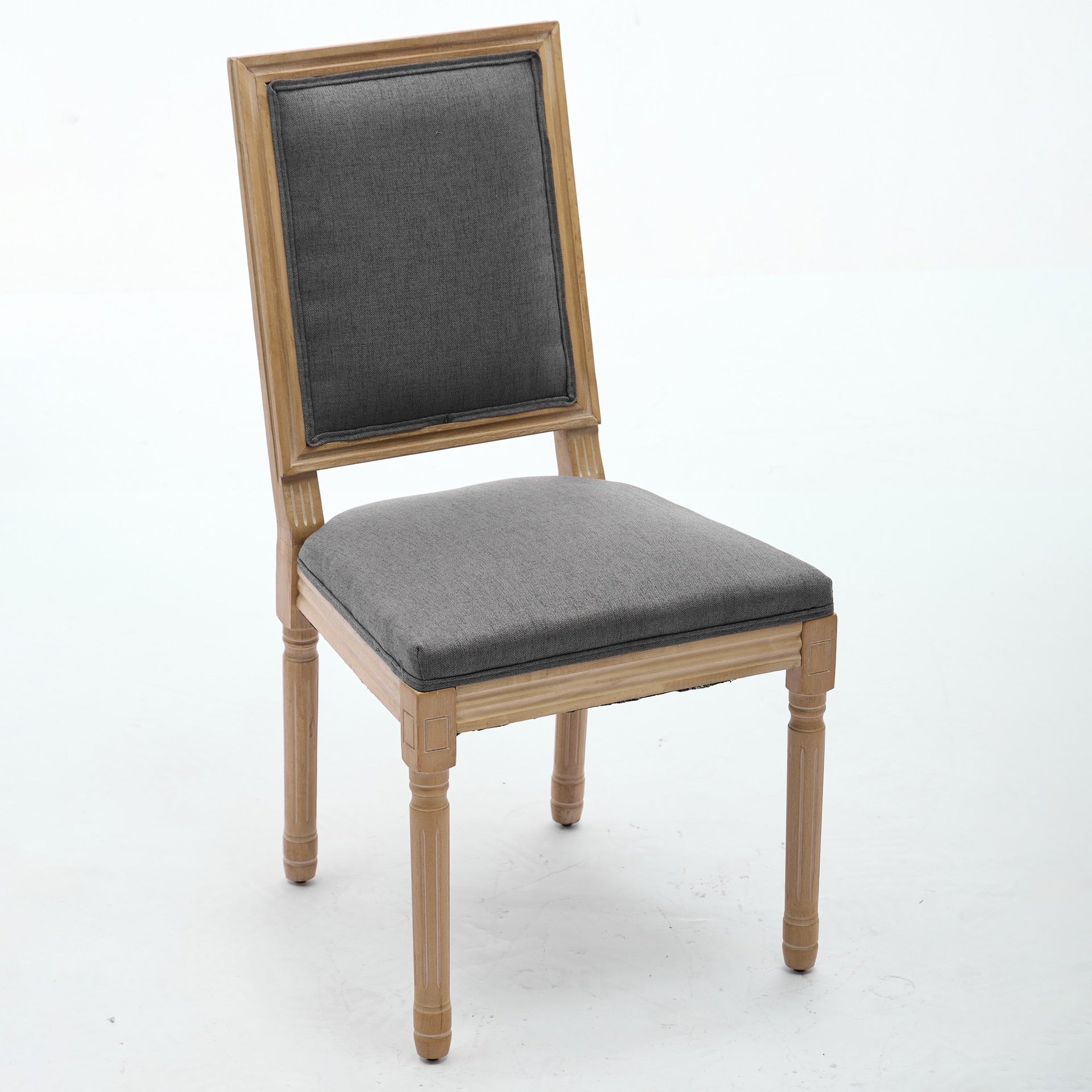French Decor Chairs Set of 2, Louis Dining Chairs with Square Backrest and Exquisitely Carved Solid Wood Frame for Living Room, Kitchen, Restaurant,SW1879GY, Gray