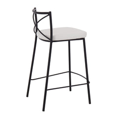 Modern Charlotte 25" Contemporary Fixed-Height Counter Stool in Black Metal and White Faux Leather by LumiSource - Set of 2