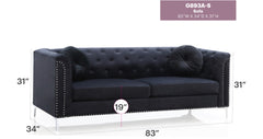 Pompano G893A-S Sofa ( 2 Boxes ) , BLACK