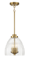 Ember Three Candle Lights Chain Pendant With Clear Glass - Satin Brass