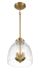 Ember Three Candle Lights Chain Pendant With Clear Glass - Satin Brass