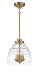 Ember Three Candle Lights Chain Pendant With Clear Glass - Satin Brass