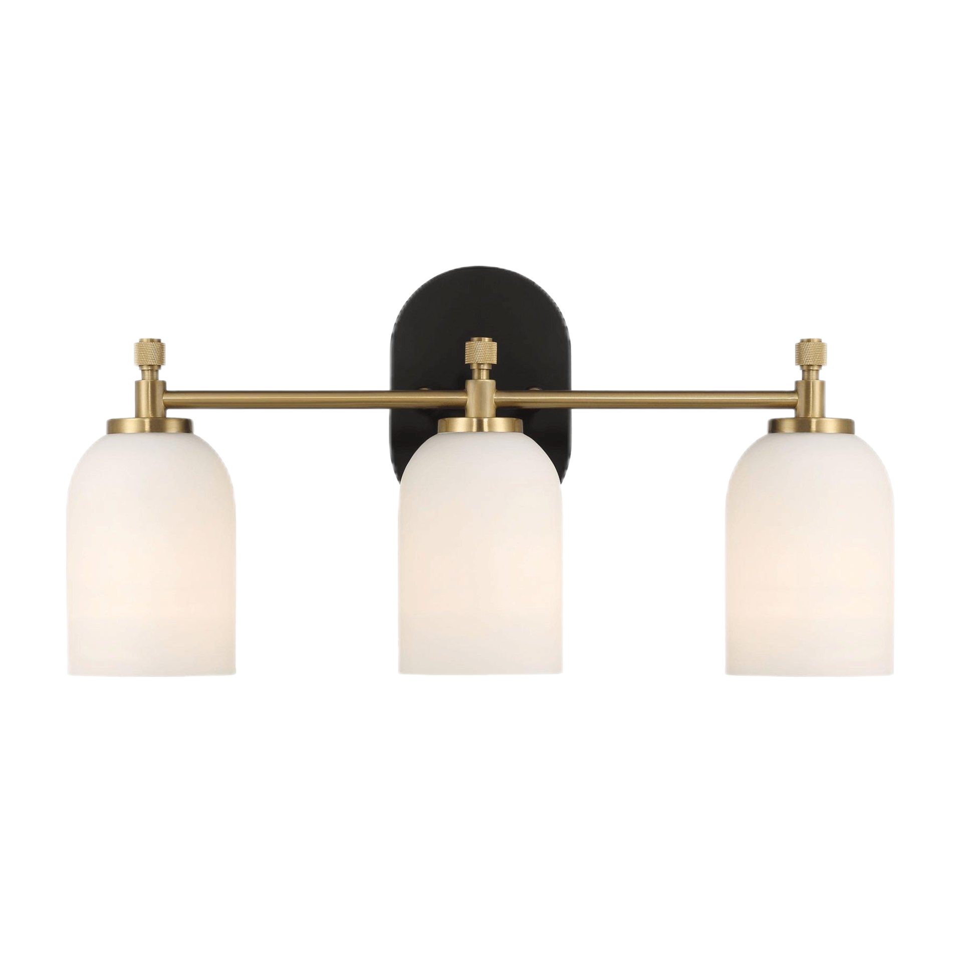 Meadows Three Lights Vanity Brushed Gold Bathroom Wall Light with White Frosted Glass 20.5"W × 10.125"H × 5.5"E