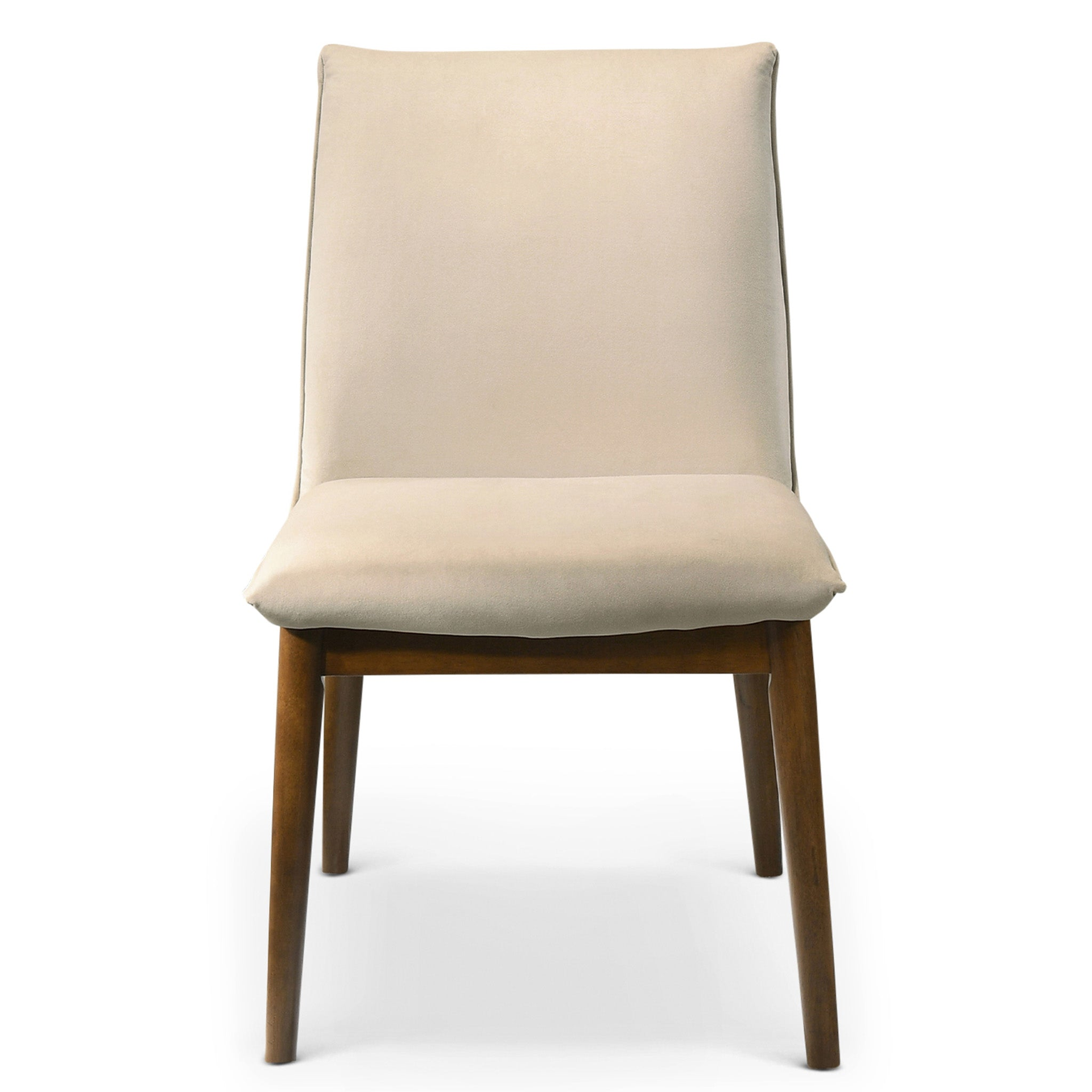 Monza Beige Velvet Dining Chair (Set Of 2) For Dining Room, Kitchen, Restaurant, Banquet, Bar Padded Chairs Armless Design with Solid Wood Legs