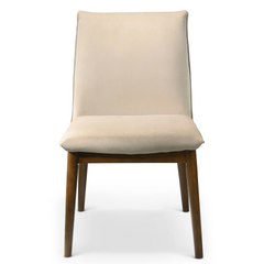 Monza Beige Velvet Dining Chair (Set Of 2) For Dining Room, Kitchen, Restaurant, Banquet, Bar Padded Chairs Armless Design with Solid Wood Legs