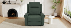 Manual Recliner 270°Swivel Rocker Recliner Chair PU Leather Recliner with Massage and Heating, Dual Reclining Positions and Side Pocket and for Living Room, Bedroom, or Nursery,Green