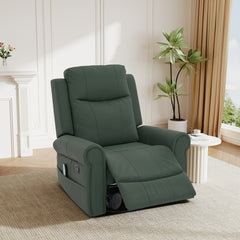 Manual Recliner 270°Swivel Rocker Recliner Chair PU Leather Recliner with Massage and Heating, Dual Reclining Positions and Side Pocket and for Living Room, Bedroom, or Nursery,Green