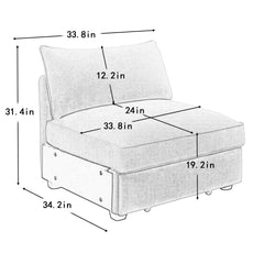 Armless sofa Velvet - Wheat