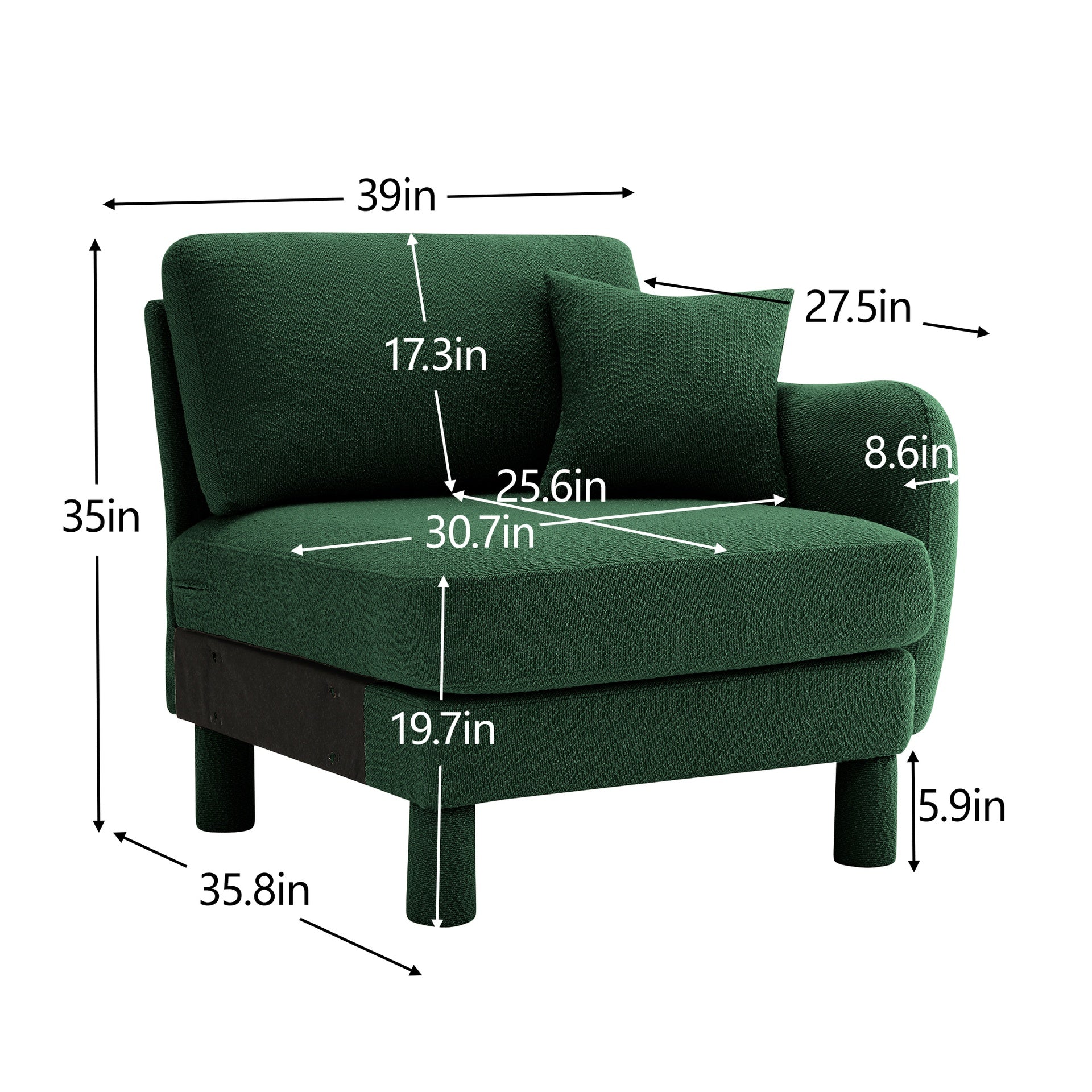 Lucas RSF sofa W/Pillow Polyester -Green