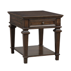 Traditional Design End Table with Storage Drawer Espresso Finish Living Room Furniture 1pc