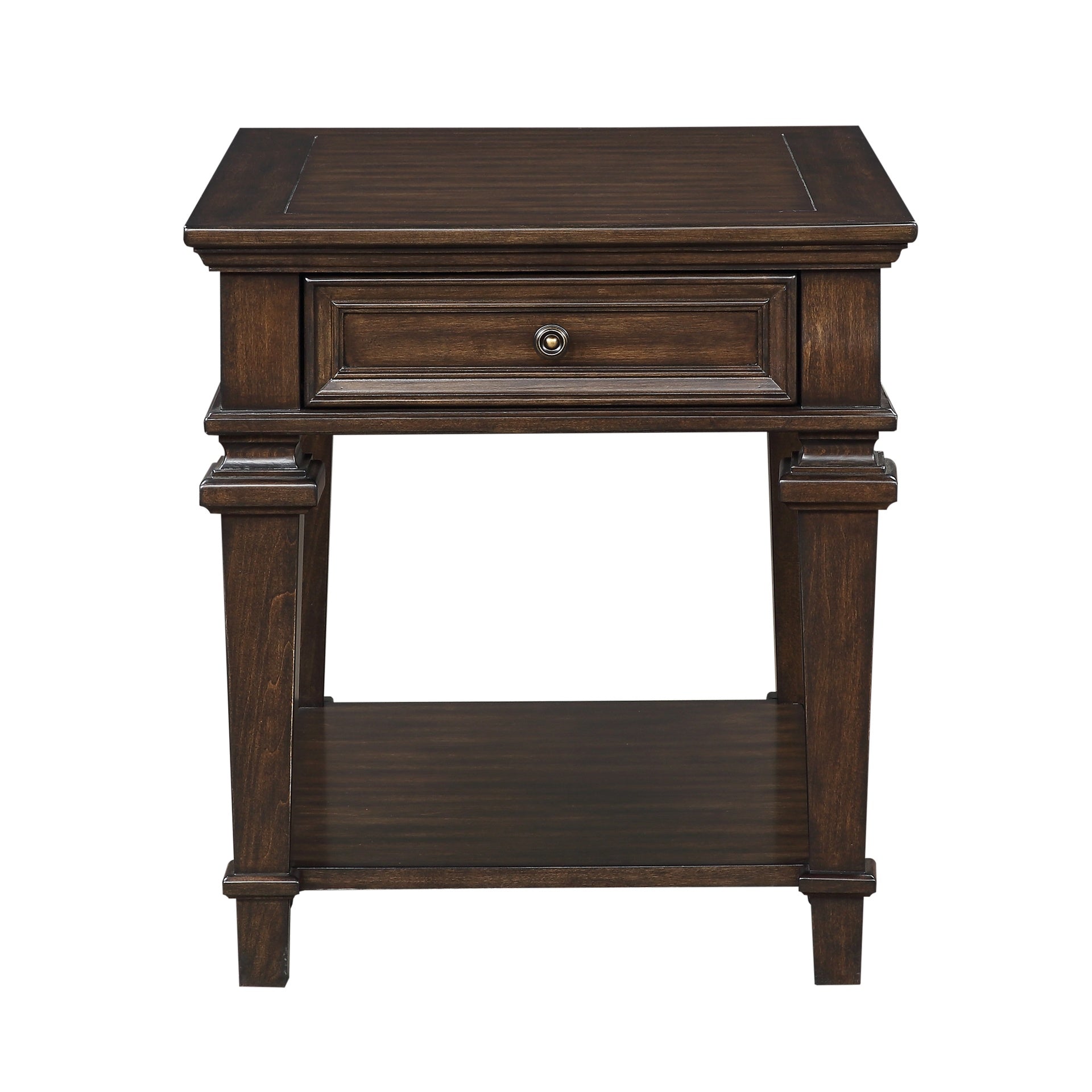 Traditional Design End Table with Storage Drawer Espresso Finish Living Room Furniture 1pc