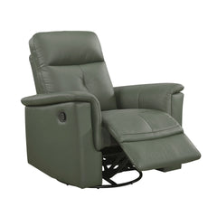 Green Leather Upholstered Swivel Glider Reclining Chair Luxury Living Room Furniture Comfort Chair 1pc Plush Comfort