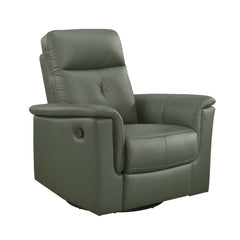 Green Leather Upholstered Swivel Glider Reclining Chair Luxury Living Room Furniture Comfort Chair 1pc Plush Comfort