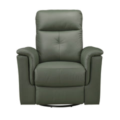 Green Leather Upholstered Swivel Glider Reclining Chair Luxury Living Room Furniture Comfort Chair 1pc Plush Comfort