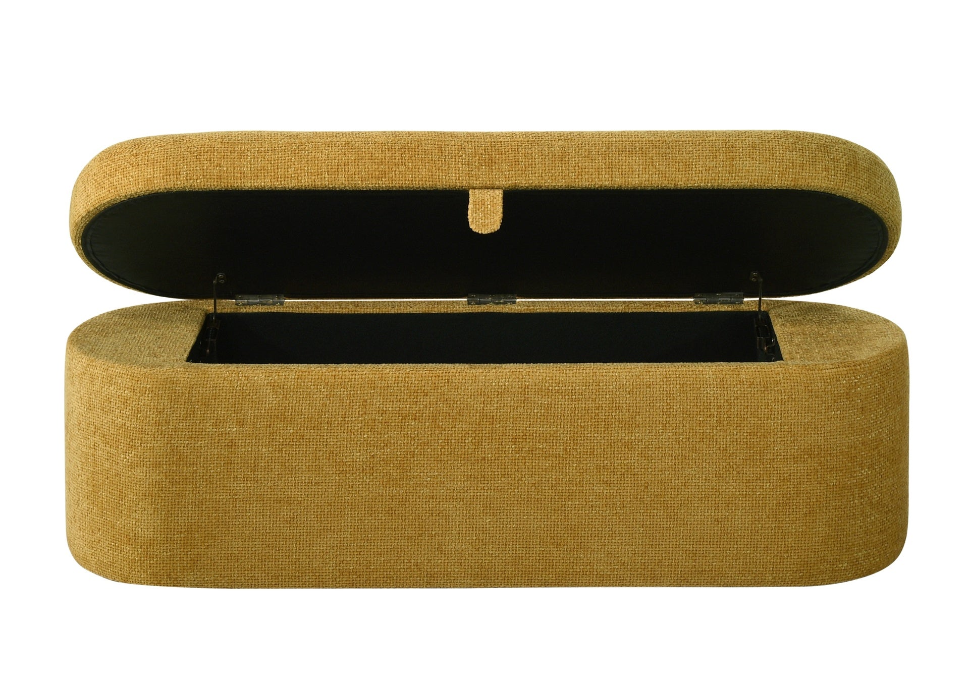1pc Stylish Functional Storage Bench Spacious Hidden Compartment Cushioned Seat Sturdy Wooden Frame Fabric Upholstery Bedroom Entryway Living Spaces Gold Tweed
