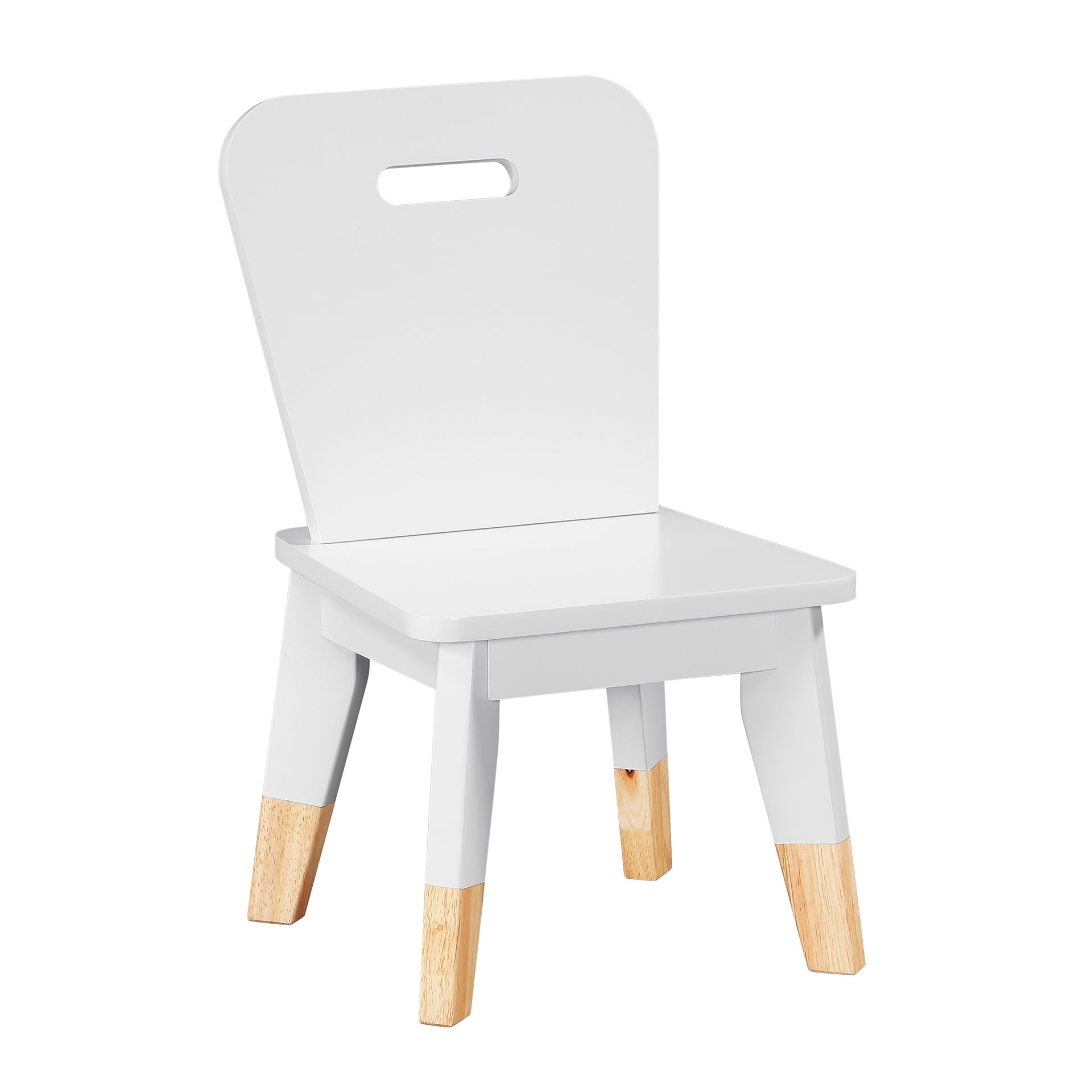 White Finish 5-Piece Pack Children Table and Chairs Set Sturdy Wood Frame Furniture, Small Play Table with Chairs
