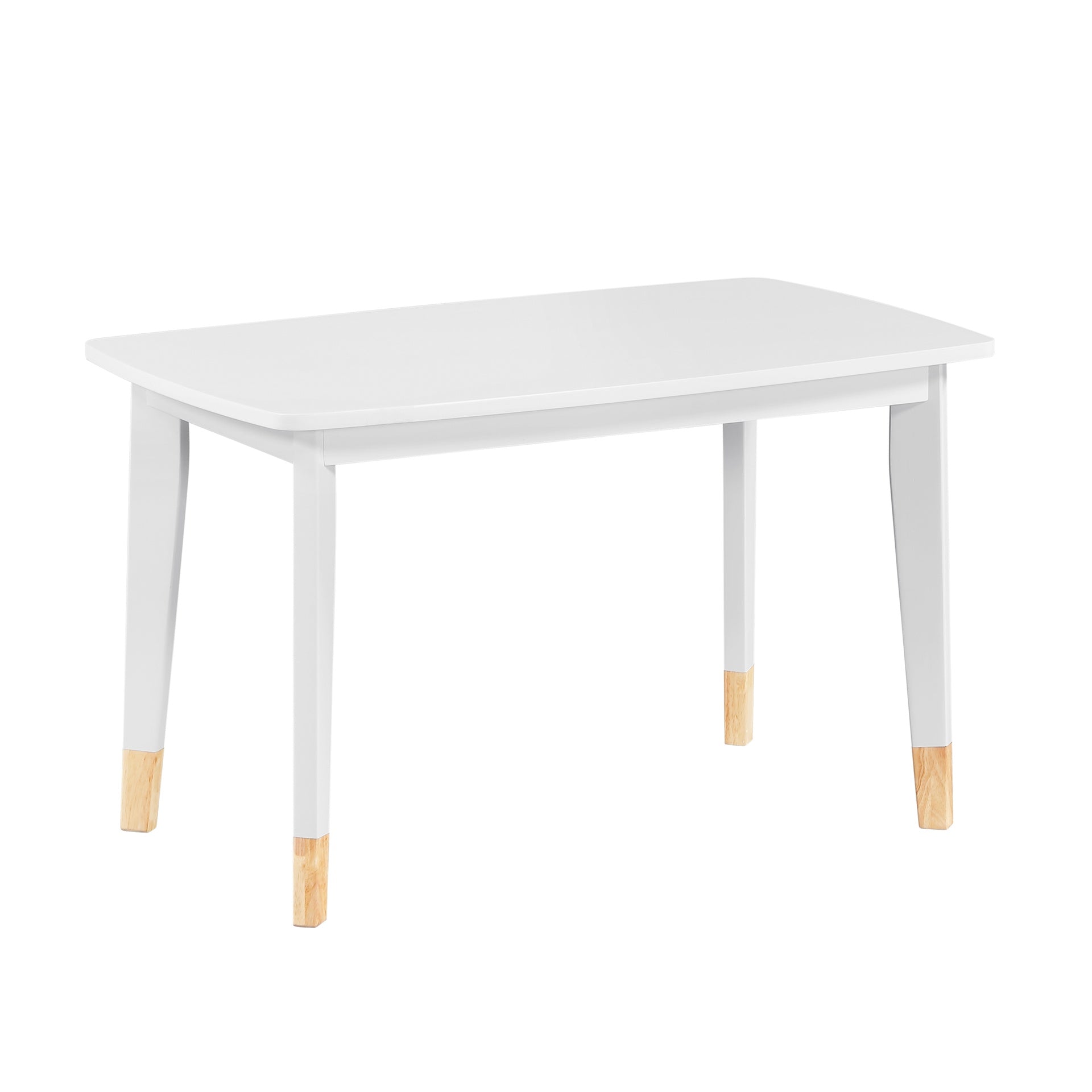 White Finish 5-Piece Pack Children Table and Chairs Set Sturdy Wood Frame Furniture, Small Play Table with Chairs