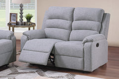 1pc Motion Loveseat Sincere Bone Finish Vertical Tufting Plush Armrest Burlap Upholstered Loveseat Dark Gray Finish Primary Living Room Furniture