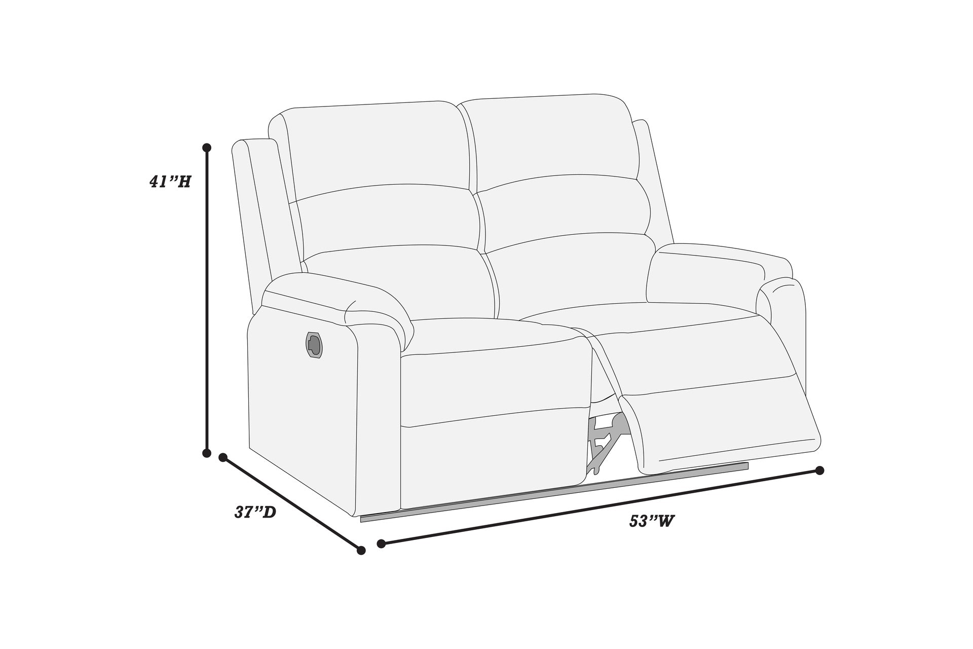 1pc Motion Loveseat Sincere Bone Finish Vertical Tufting Plush Armrest Burlap Upholstered Loveseat Dark Gray Finish Primary Living Room Furniture