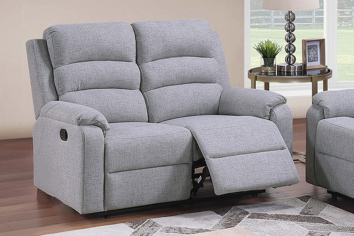 1pc Motion Loveseat Sincere Bone Finish Vertical Tufting Plush Armrest Burlap Upholstered Loveseat Dark Gray Finish Primary Living Room Furniture