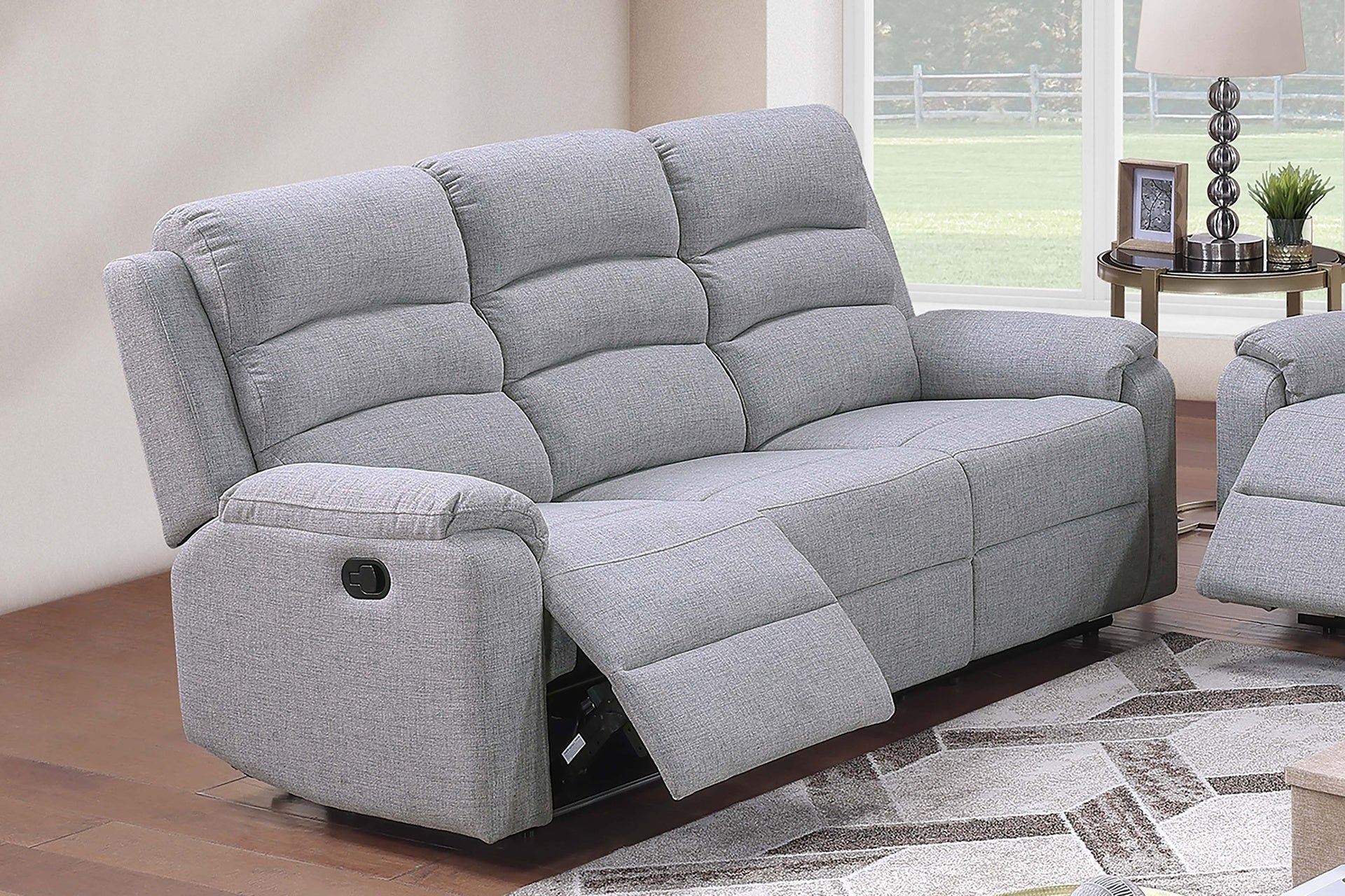 Modern 2pc Living Room Set 1x Sofa 1x Loveseat Padded Armrest And Backrest Vertical Tufting Sincere Bone Finish Primary Living Room Furniture