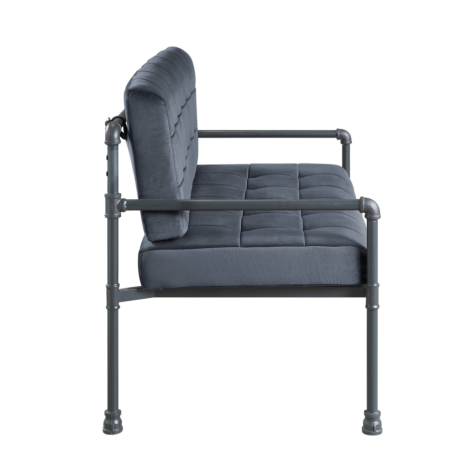 Brantley Gray Velvet & Sandy Gray Finish Loveseat