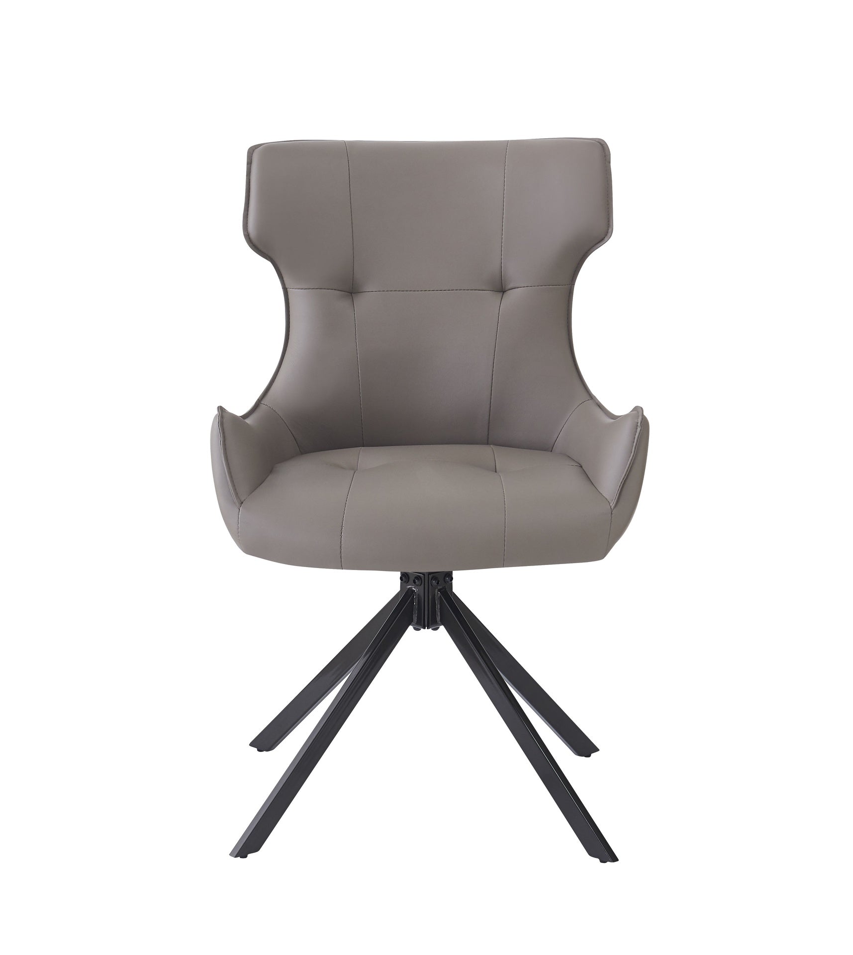 Damita Camel Synthetic Leather & Black Finsh Side Chair w/Swivel (Set of 2)