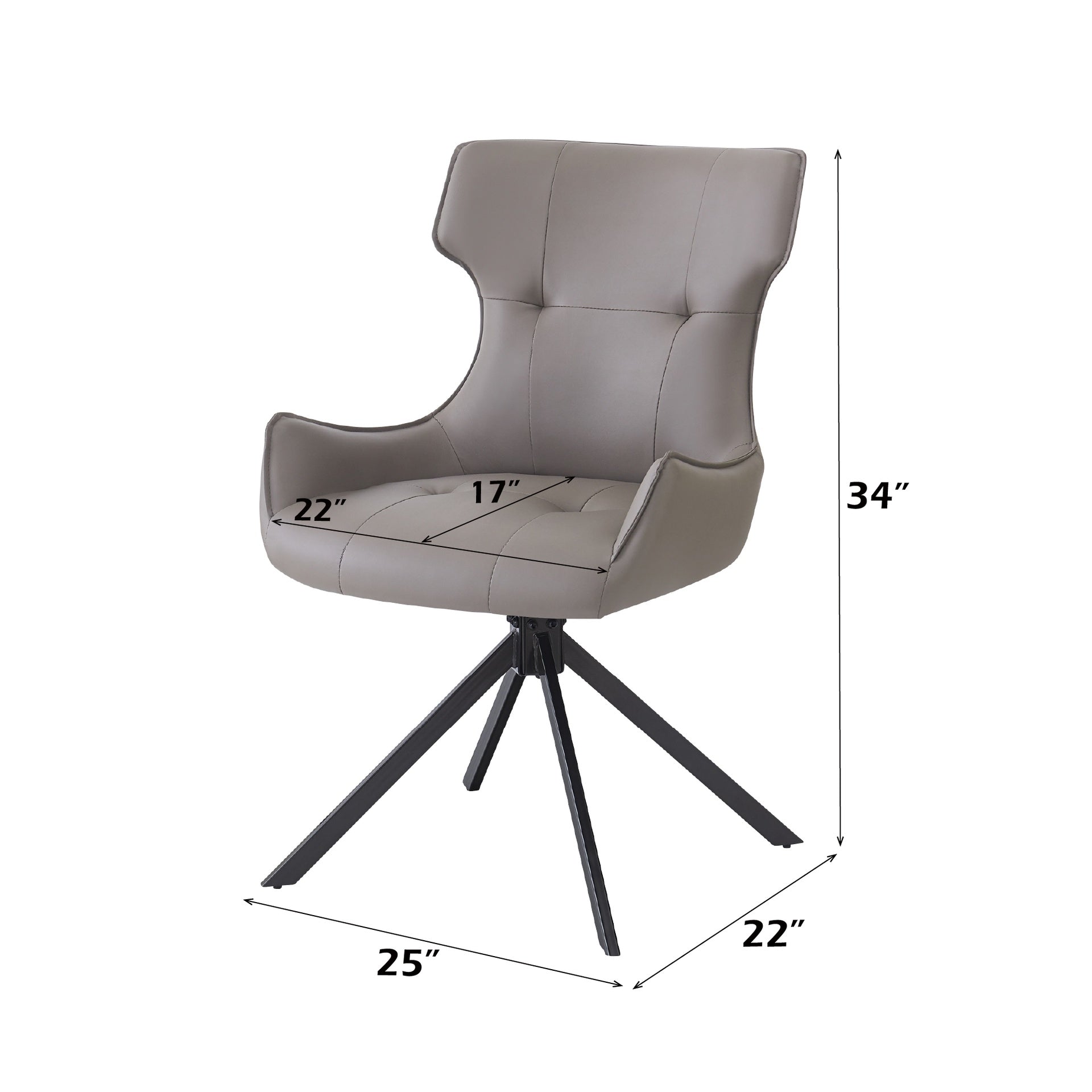 Damita Camel Synthetic Leather & Black Finsh Side Chair w/Swivel (Set of 2)