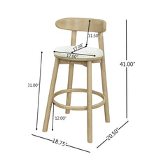 Round Cushion Bar stools (Natural Ash+Beige)
