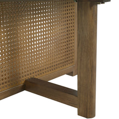 32'' Rattan Coffee Table, Round Rattan Woven Wood Coffee Table