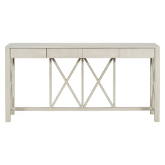 U_Style 60''Acacia Veneer Console Table with 4 Spacious Drawers, Modern Crisscross Design Entryway Table with Open Bottom Storage,Farmhouse Sofa Table for Living Room,Kitchen,Dining Room,Hallway