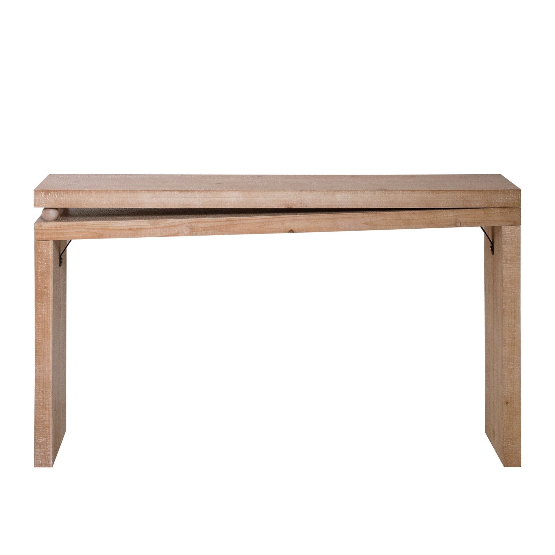 Narrow console table, Slim entryway table, Small space sofa table, 52 inch Hallway table, Wood console table with bead detail, Rustic modern console, Natural wood finish table, Minimalist foyer table.