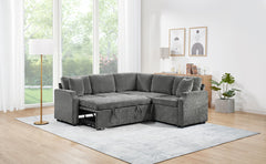 Sectional Sofa Bed L-shaped Sectional 81.9" Upholstered L-shaped Sofa with a Sofa Sleeper and a Hidden Storage Compartment for Living Room, Gray
